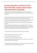Nursing Jurisprudence and Ethics for Texas Nurses 84&percnt; With complete solution Newest 100&percnt; PASS RATED A&plus; 2025&sol;2026 