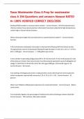 Texas Wastewater Class A Prep for wastewater class A 194 Questions and answers Newest RATED A&plus; 100&percnt; VERIFIED CORRECT 2025&sol;2026 
