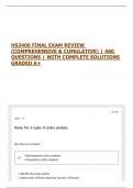 HS3400 FINAL EXAM REVIEW &lpar;COMPREHENSIVE & CUMULATIVE&rpar; &vert; 460 QUESTIONS &vert; WITH COMPLETE SOLUTIONS GRADED A&plus;