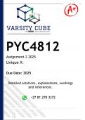 PYC4812 Assignment 2 &lpar;DETAILED ANSWERS&rpar; 2025 - DISTINCTION GUARANTEED 