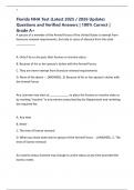 Florida NHA Test &lpar;Latest 2025 &sol; 2026 Update&rpar; Questions and Verified Answers &vert; 100&percnt; Correct &vert; Grade A&plus;