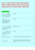 Exam 1 - Texas PT Rules &sol; Study Guide Q-Bank &sol; Expert Verified Actual Questions & Answers for Guaranteed Pass &sol; Newest Update&comma; 2025-2026&period;  