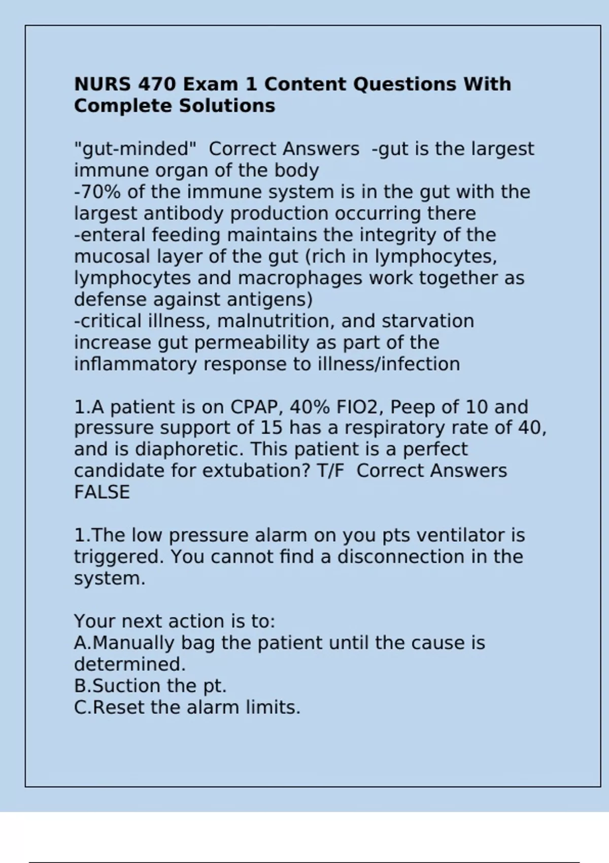 NURS 470 Exam 1 Content Questions With Complete Solutions - NURS 470 ...
