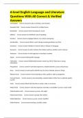 A-level English Language and Literature Questions With All Correct & Verified Answers