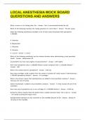 LOCAL ANESTHESIA MOCK BOARD QUERSTIONS AND ANSWERS