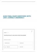 A100 FINAL EXAM QUESTIONS WITH 100&percnt; CORRECT ANSWERS&excl;&excl;