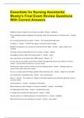 Essentials for Nursing Assistants&sol; Mosby's Final Exam