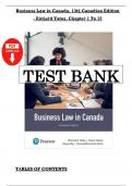 Test Bank For Business Law in Canada&comma; 13th Edition by Richard A&period; Yates&comma; Trevor Clarke&comma; Angus Ng&comma; Teresa Bereznicki-Korol Chapter 1-15