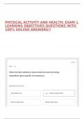 PHYSICAL ACTIVITY AND HEALTH&colon; EXAM 1 LEARNING OBJECTIVES QUESTIONS WITH 100&percnt; SOLVED ANSWERS&excl;&excl;