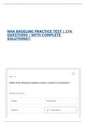 NHA BASELINE PRACTICE TEST &vert; 174 QUESTIONS &vert; WITH COMPLETE SOLUTIONS&excl;&excl;