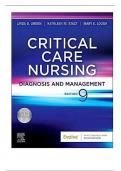 Test Bank - Critical Care Nursing&colon; Diagnosis and Management 9th Edition By Linda D&period; Urden&semi; Kathleen M&period; Stacy&semi; Mary E&period; Lough&comma;ISBN&semi;9780323642958&comma;All Chapters Covered &vert;&vert; COMPLETE GUIDE A&plus; &vert;&vert;&period;
