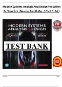 Modern Systems Analysis and Design &ndash; Test Bank &lpar;Joseph Valacich&comma; Joey George&comma; Jeffrey Hoffer&rpar; &ndash; All Chapters 1-14 &ndash; Complete Exam Material