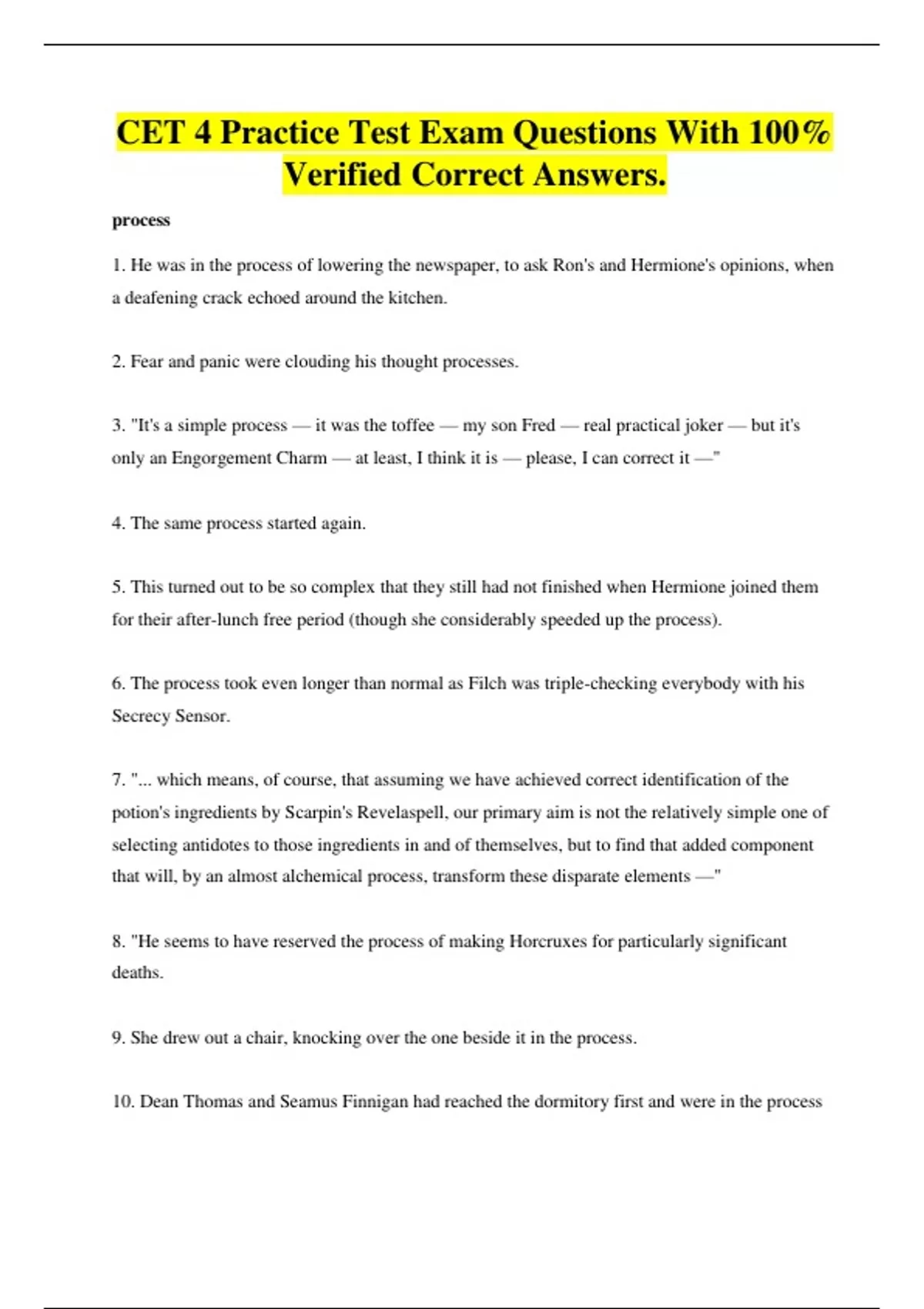 CET 4 Practice Test Exam Questions With 100% Verified Correct Answers ...