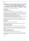 BIOLOGY EVOLUTION PRACTICE TEST ACTUAL EXAM QUESTIONS AND ANSWERS SOLVED 100&percnt; CORRECT 2025