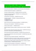 SOCIOLOGY 101- FINAL EXAM REVIEW QUESTIONS AND ANSWERS