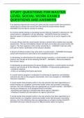 STUDY QUESTIONS FOR MASTER LEVEL SOCIAL WORK EXAM II QUESTIONS AND ANSWERS