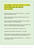 FOR HIRE LICENSE NEWEST EXAM WITH PRECISE DETAILED SOLUTIONS