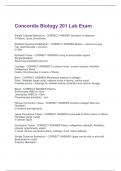 Concordia Biology 201 Lab Exam Questions with Correct Answers 2025 with complete solutions