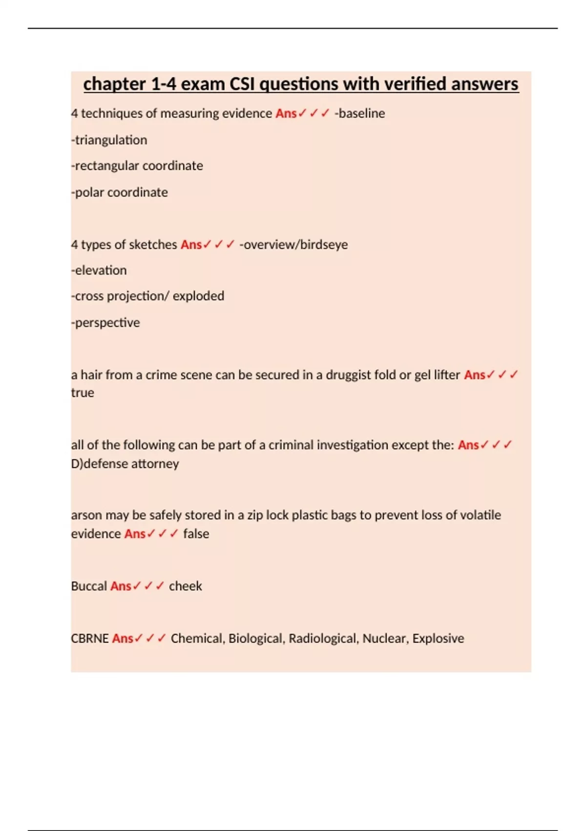 Csi Questions chapter 1-4 exam CSI questions with verified answers - IAI CSI - Stuvia US