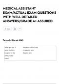 MEDICAL ASSISTANT EXAM&sol;ACTUAL EXAM QUESTIONS WITH WELL DETAILED ANSWERS&sol;GRADE A&plus; ASSURED
