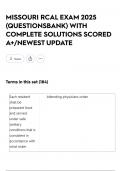 MISSOURI RCAL EXAM 2025 &lpar;QUESTIONSBANK&rpar; WITH COMPLETE SOLUTIONS SCORED A&plus;&sol;NEWEST UPDATE