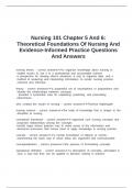 Nursing 101 Chapter 5 And 6: Theoretical Foundations Of Nursing And Evidence-Informed Practice Questions And Answers