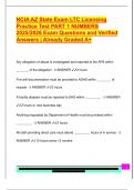 NCIA AZ State Exam LTC Licensing  Practice Test PART 1 NUMBERS  2025&sol;2026 Exam Questions and Verified  Answers &vert; Already Graded A&plus; 