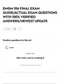 EMGM 106 FINAL EXAM GUIDE&sol;ACTUAL EXAM QUESTIONS WITH 100&percnt; VERIFIED ANSWERS&sol;NEWEST UPDATE