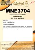 MNE3704 Assignment 2 &lpar;COMPLETE ANSWERS&rpar; Semester 1 2026 - DUE March 2026