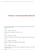 Final Exam - Fair Housing Questions With Correct Answers