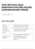 CPSC 1091 FINAL EXAM QUESTIONS WITH 100&percnt; SOLVED ANSWERS&sol;NEWEST UPDATE
