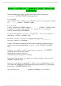 HUM 115 Critical Thinking questions and answers