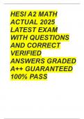 HESI A2 MATH ACTUAL 2025 LATEST EXAM WITH QUESTIONS AND CORRECT VERIFIED ANSWERS GRADED A&plus;&plus; GUARANTEED 100&percnt; PASS