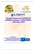 TRL2603 Assignment 2 &lpar;COMPLETE ANSWERS &rpar; Semester 1 2025 &lpar;198634&rpar; - DUE 5 May 2025&semi;100&percnt; trusted &comma;comprehensive and complete reliable solution with clear explanation