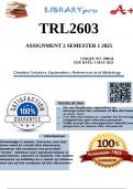 TRL2603 Assignment 2 &lpar;100&percnt; COMPLETE GUIDE&rpar; Semester 1 2025 &lpar;198634&rpar; - DUE 5 May 2025