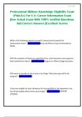Professional Military Knowledge Eligibility Exam &lpar;Pmk-Ee&rpar; For E-4&colon; Career Information Exam &vert;New Actual Exam With 100&percnt; Verified Questions And Correct Answers &vert;Excellent Scores