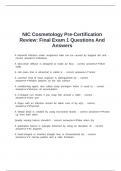 NIC Cosmetology Pre-Certification Review&colon; Final Exam 1 Questions And Answers