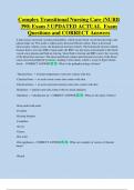 Complex Transitional Nursing Care &lpar;NURB  390&rpar; Exam 3 UPDATED ACTUAL  Exam  Questions and CORRECT Answers 