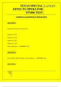  TEXAS SPECIAL EFFECTS OPERATOR TFM06 TEST QUESTIONS AND ANSWERS 2025
