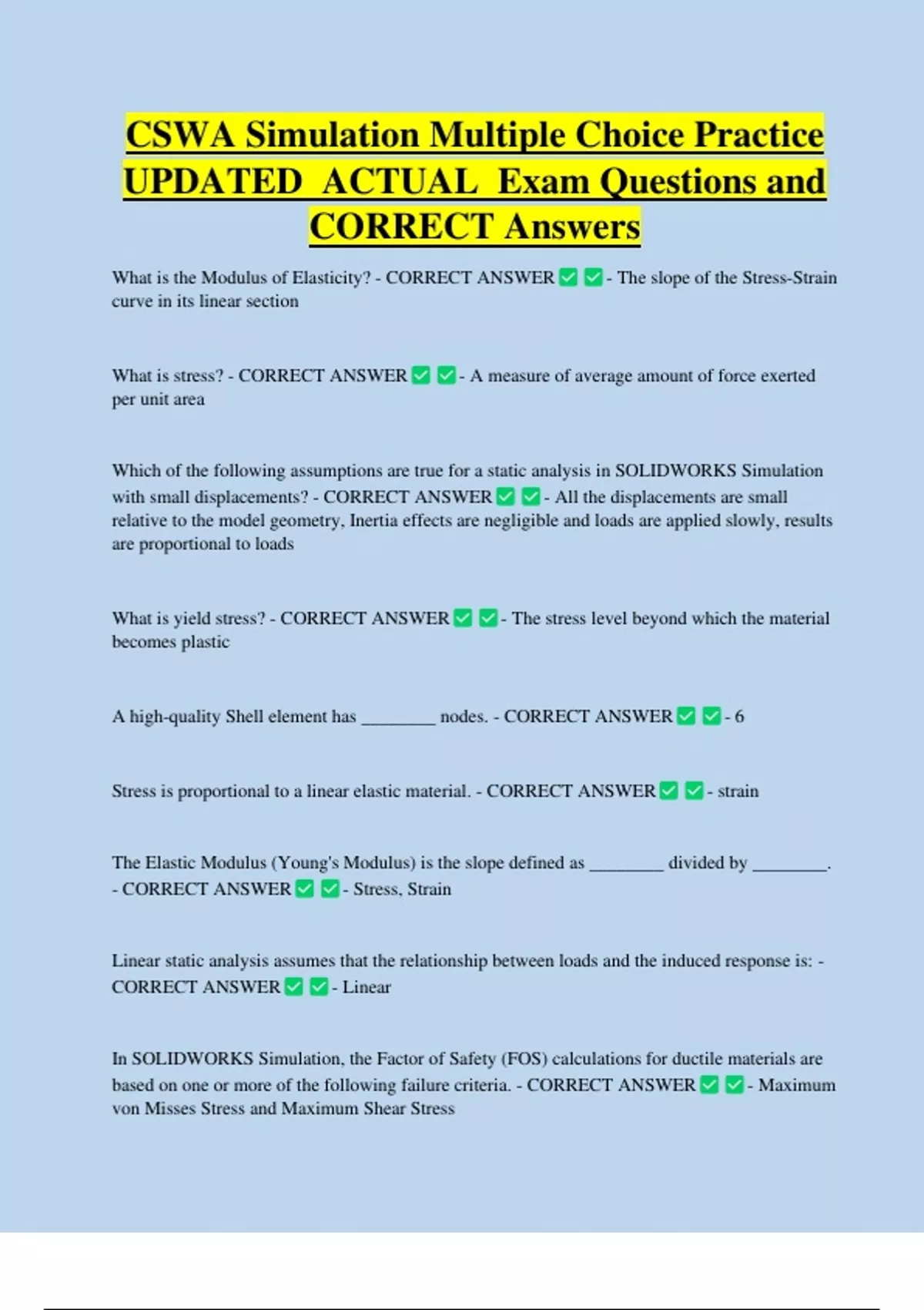 CSWA Simulation Multiple Choice Practice UPDATED ACTUAL Exam Questions ...