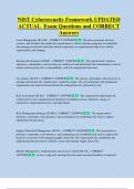NIST Cybersecurity Framework UPDATED  ACTUAL  Exam Questions and CORRECT  Answers 