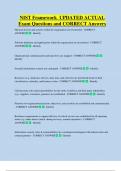 NIST Framework  UPDATED ACTUAL   Exam Questions and CORRECT Answers