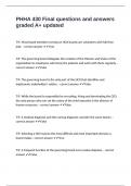 PHHA 430 Final questions and answers graded A&plus; updated