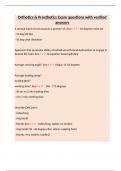 Orthotics & Prosthetics Exam questions with verified answers