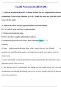 Health Assessment ATI EXAM 1&lpar;2025&sol;2026&rpar; Questions and Answers With Rationale&sol; Proved Answers
