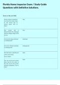 Florida Home Inspector Exam &sol; Study Guide Questions with Definitive Solutions&period;