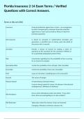 Florida Insurance 2-14 Exam Terms &sol; Verified Questions with Correct Answers&period;