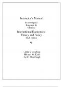 Instructor&rsquo;s Manual to accompany Krugman & Obstfeld International Economics Theory and Policy Sixth Edition by Linda S&period; Goldberg Michael W&period; Klein Jay C&period; Shambaugh