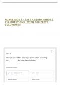 NURSE AIDE 1 - TEST 4 STUDY GUIDE &vert; 112 QUESTIONS &vert; WITH COMPLETE SOLUTIONS&excl;&excl;