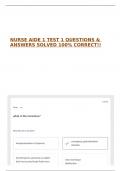 NURSE AIDE 1 TEST 1 QUESTIONS & ANSWERS SOLVED 100&percnt; CORRECT&excl;&excl;